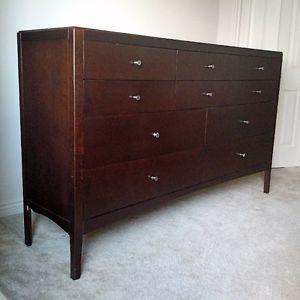 Dark Walnut Stained Dresser - 10 Drawers