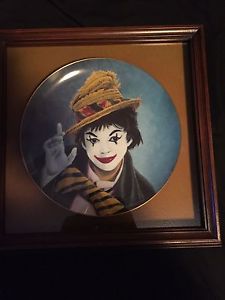 Judy Garland Dressed as Clown Plate in solid wood frame
