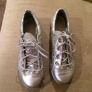 Silver low top sneakers