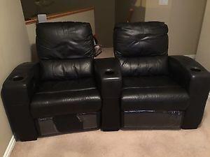 THEATRE CHAIRS - 100% genuine leather (1 set of 2 chairs