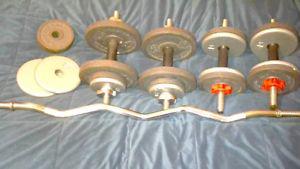 curl bar and metal weights