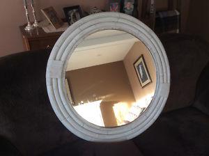 round rattan mirror