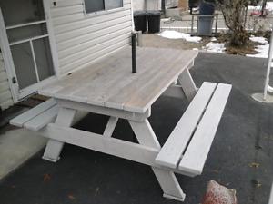 wooden picnic table