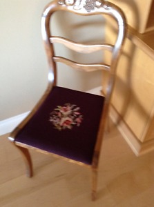 2 needle point cushion occasional chairs