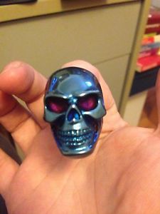 Blue metallic skull ring