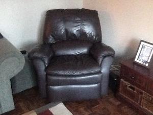 Brown leather recliner
