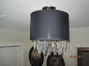 Crystal Chandelier with Black Linen Shade