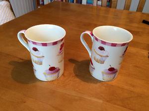 "Cupcakes" themed mug set (2) - porcelain - new/never used