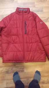 Mens Under Armour Winter Coat 2XL Good Shape Red