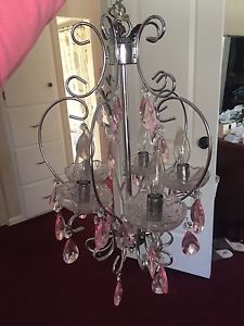 Pink and silver chandelier