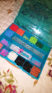 Rainbow loom elastics, charms, clips, containers and more