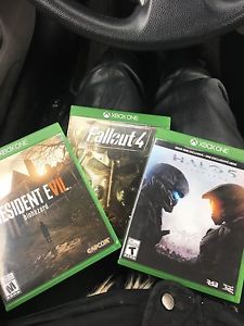 Resident evil, fallout 4, halo 5