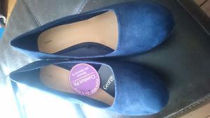 Size 11 blue suede wedge shoes
