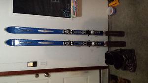 Skis with bindings and boots