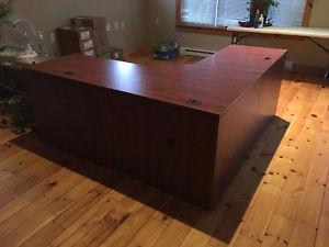 Solid Wood L-Shape Mahogany Desk