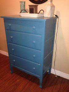 Turquoise Solid Wood Highboy Dresser
