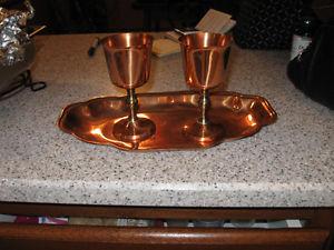copper tray and goblets