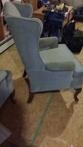 2 Kroehler custom crafted wing back chairs