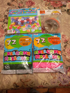 Balloon Drop Bag, Green & Pink Balloons, Minion Party Hats