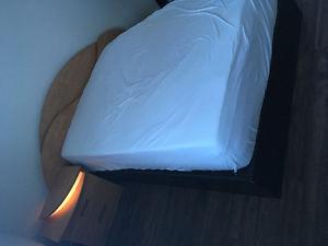 Bed, nightstand & mattress+memory foam