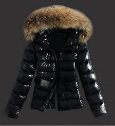 Black winter jacket with fur hood