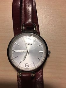 Fossil Watch - ladies red leather