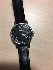 Fossil watch - ladies black leather