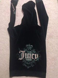 New juicy couture black logo rhinestone zip up size M/L