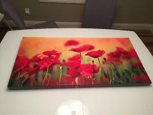 Poppys in the field photo canvas