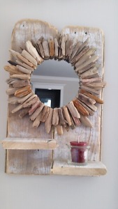 Rustic mirror with two small shelf