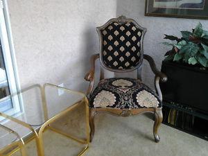 winged ornate print chair