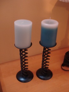 Blue Metal Candles Holders