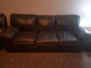 Dark brown leather couch