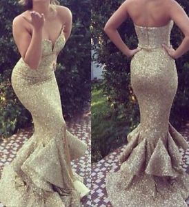 Gold Sequin Mermaid Prom Dress