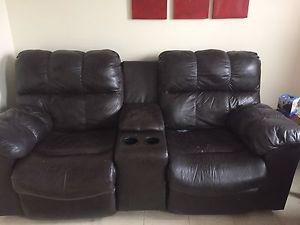 Leather coach and loveseat