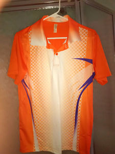 Mens orange golf polo shirt mesh
