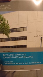 New Notes for math  applied finite mathematic at U of M