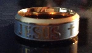 Size 6 ring with Jesus raised lettering