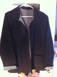 black jacket with checkard lining