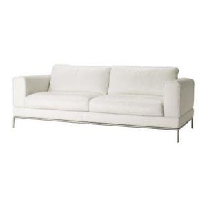 2 white couches with pewter frame