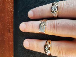 3 mens gold diamond rings