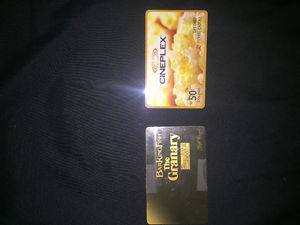 $50 cineplex and $25 2nd ave grill gift certificates for
