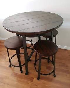 BAR TABLE AND 4 STOOLS