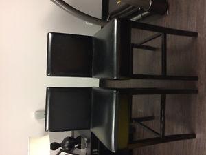 Black Leather bar height chairs