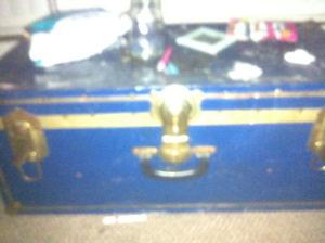 Blue and gold antique trunks large and smaller