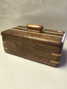 Inlayed Solid Walnut Box with Lid $25.