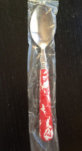 New....12 Spoons Red Swirl Design