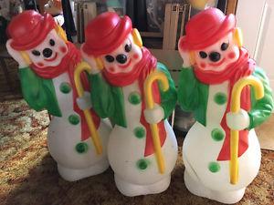 New (Vintage) Snowmen... Clown Style Light-Up Outside
