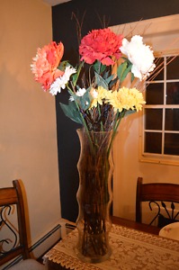 Nice tall heavy vase with flowers