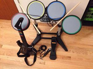 PS2 Rockband/Guitar Hero set with games
